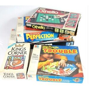 Classic Family Brd Games Lot Trouble Perfection Kings Corner Battleship Othello